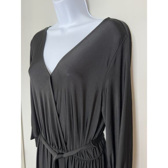 Laurie Felt Wrap Front Maxi Dress Dress L Black Goth Witchy Spooky Stretchy Glam - Picture 4 of 16